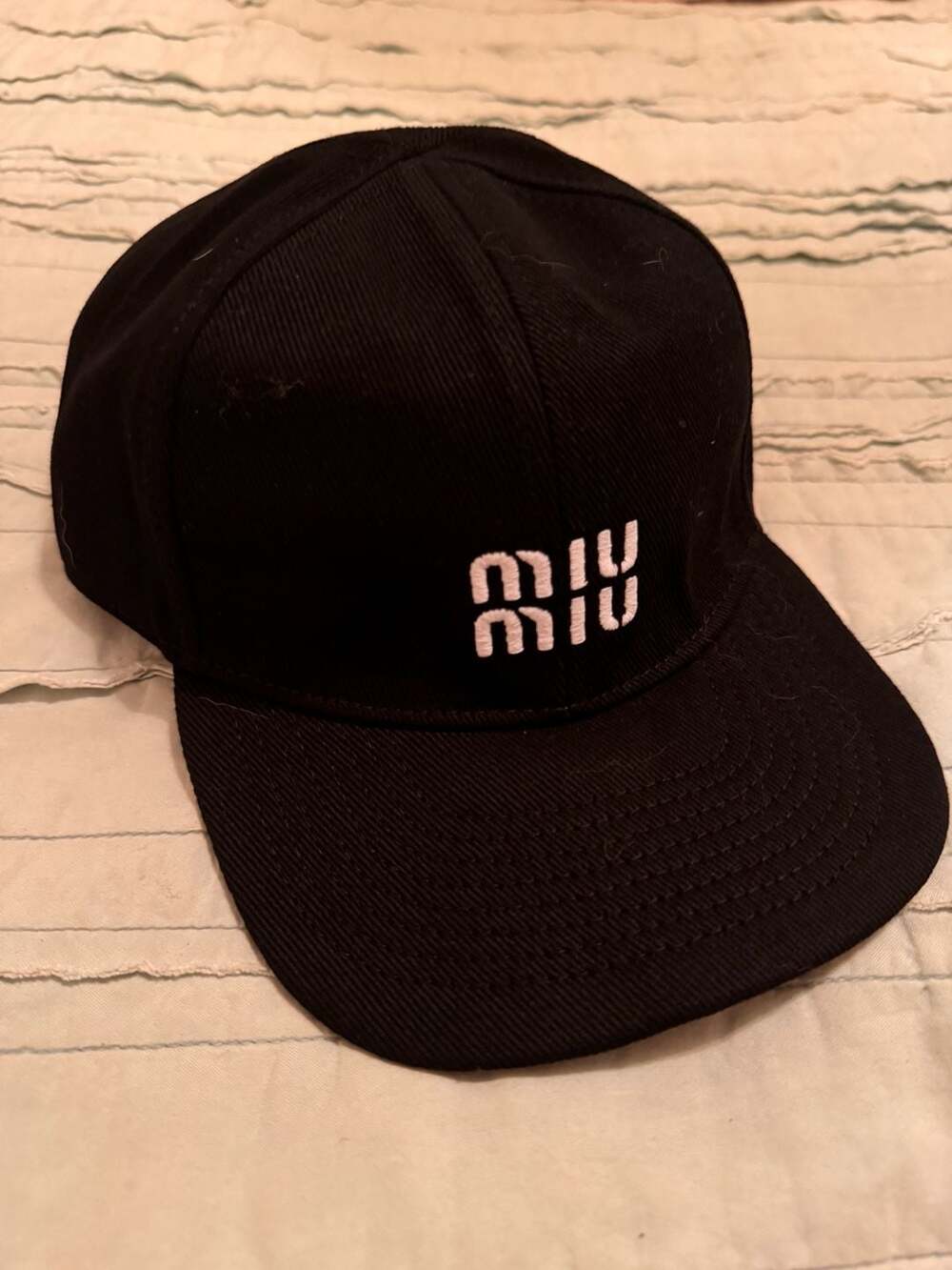 Miu Miu Embroidered Baseball Cap Black